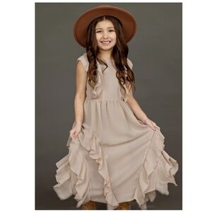 Joyfolie | Cottagecore Photo Shoot Tiered Maxi Sylviane Dress in Light Taupe | 5